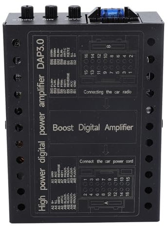 Amplificateur Stéréo de Voiture, Amplificateur de Voiture DC12V 2/4 Ohm Stable Classe AB Boîtier D'amplificateur DSP de pour Systèmes Audio de Noir Mat