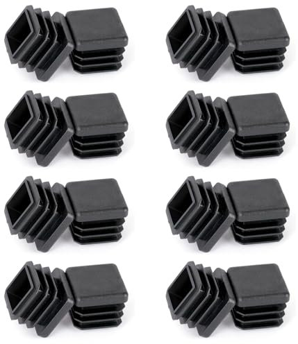 OSDUE Square Plastic End Caps, 16PCS 16 * 16mm Black Plastic Plug, Non-Slip Furniture Feet Pads, Table Foot Cover Caps Floor Protectors for Bed Chair Sofa Table Shelf(0.63” x 0.63”)