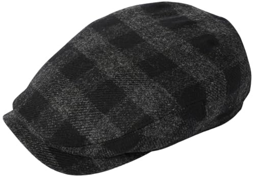 Failsworth Longden Checked Wool Cap in Charcoal, Size: Large (59cm)