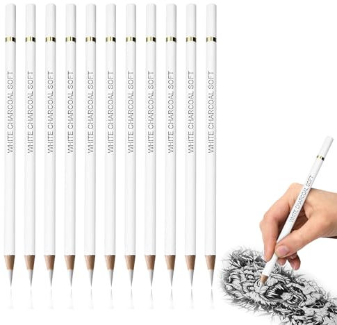 10Pcs White Charcoal Pencil, Highlight Sketch White Pencil for Charcoal Drawings, Sketching and Drawing Pencils for Artist Drawing, Sketch Pencils, Charcoal Pencils for Beginner