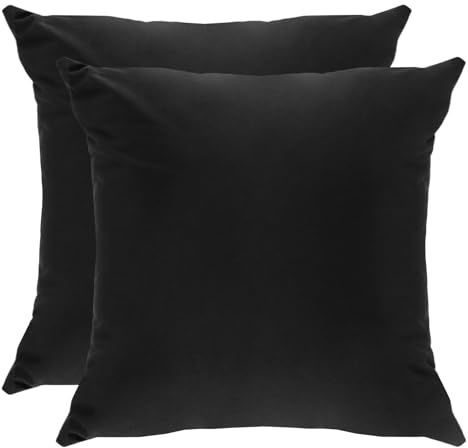 Betadistor Black Velvet Cushion Covers 2-Pack - Soft Decorative Throw Pillow Covers 18x18 Inch Cushion Case Square Pillowcases for Couch Sofa Living Room, Black, 516-0330