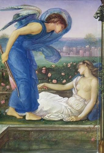 ZHAOSHAN Berühmte Gemälde Tier Bilder Grafiti Kunst Poster Amor und Psyche von Edward Burne Jones Vintage Wandbild für Wanddekoration 60x90cm