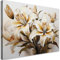 Feeby Impression sur toile - Lys Fleurs blanches en sépia - decoration chambre - 90x60 cm - tableau decoration murale - decoration maison - Tableau Moderne - ART - poster mural