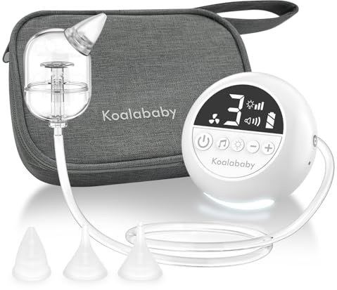 Koalababy Electric Nasal Aspirator for Baby – Hospital-Grade Nose Suction, 9 Suction Levels, Baby Nose Sucker, Nasal Cleaner, Night Light & Music, Soft Silicone Tips, Travel Bag