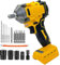 Impact Wrenches 1/2，Cordless Wrench Brushless Impact Gun for Dewalt 18V Battery, Electric Impact Driver,3200rpm & Max Torque 700N.m, 18pcs Accessories High Torque Impact Wrench for Car Tire DIY Craft