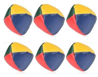 YANGWEN 6 Stück Jonglierbälle Set, PU Leder Jonglier Sitzsäcke für Anfänger Erwachsene Kinder Kinder Kindergarten für Anfänger, Jungen, Mädchen, Erwachsene 5 * 5CM