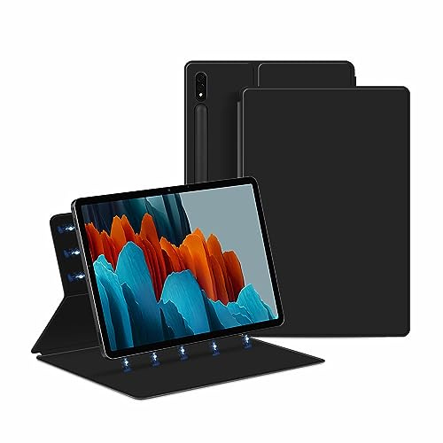 HLTOOP Magnetic Case for Samsung Galaxy Tab S10 FE/ S9 FE 5G 10.9 Inch/Tab S9 11 Inch, Smart Magnetic Attachment with S Pen Holder, Slim Lightweight,Black
