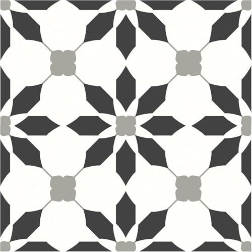 MORCART 20Pcs Floor Tiles Self Adhesive, 20 x 20cm Peel and Stick Vinyl Flooring Waterproof DIY for Bathroom, Kitchen, Fireplace, Pet House, Stairs, Bedrooms, Wall Black White Gray (black,white,gray)