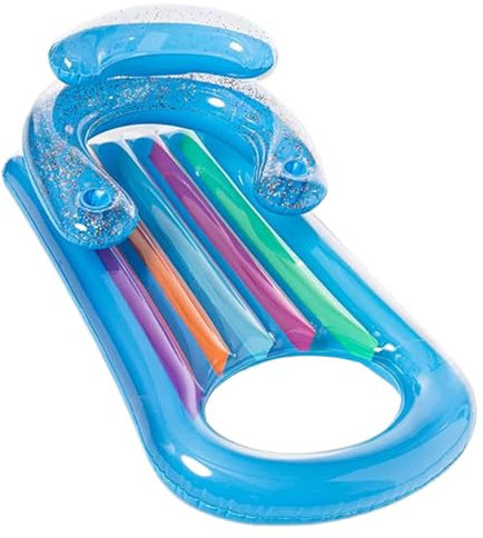 Sillón inflable para piscina, flotadores inflables para piscina con reposacabezas y reposabrazos, silla reclinable flotante de agua para adultos, para piscina, vacaciones, 150 x 75 cm