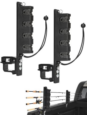 Fishing Rod Holder for Truck Bed, Holding 4 Rods Truck Bed Fishing Rod Holder, Aluminum Fishing Pole Holders for Truck
