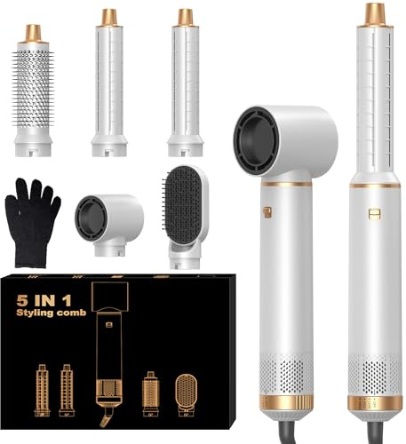 Hairstyler 5 in 1, Haarstyler, Airstyler 5 in 1, Multistyler mit Föhn Ionen, Automatischer Lockenstab, Thermobürste, Glättbürste, Geben Sie dem Haar Volumen, Glätten, Locken und Föhnen