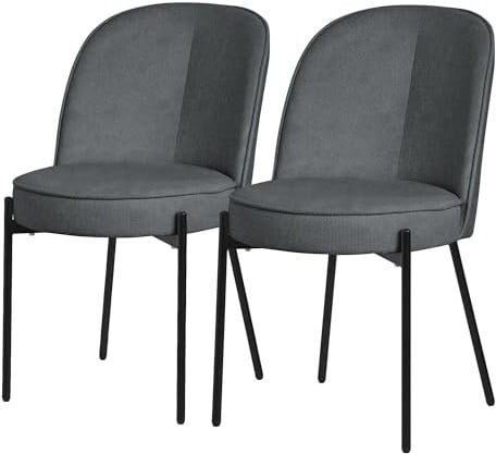 ML-Design Esszimmerstühle 2er Set Anthrazit, Küchenstühle mit Stoffbezug und Stahlgestell, Wohnzimmerstuhl mit Rückenlehne, Polsterstühle für Esszimmer & Küche, Gepolsterte Stühle Ergonomischer Sessel