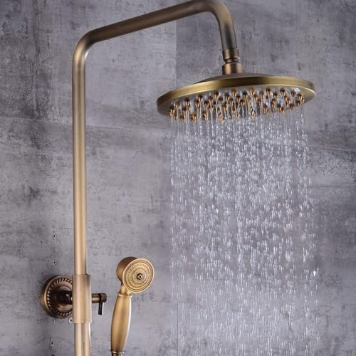Duschsystem Retro Duschset Antik Messing Wasserhahn Mit Höhenverstellbar Umfassen Handbrause - Bronzefarben