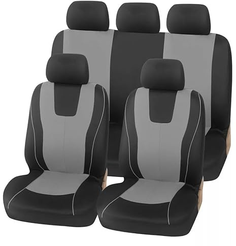 VALKEM Autositzbezüge Set für Jeep Grand Cherokee L 2020-2024 – Universelle Sitzbezüge 5-Sitzer, Wasserdicht rutschfest Verschleißfest, Schonbezug Vorne Hinten,B Grey