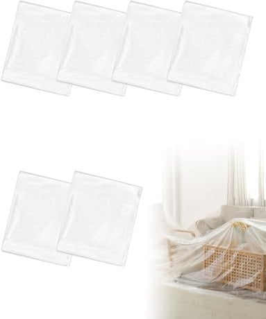 6x Abdeckfolie Maler 4×5 m, extra starke transparente Malerfolie, robuste Abdeckplane/Baufolie für Umzug und Renovierung, malerfolie abdeckfolie
