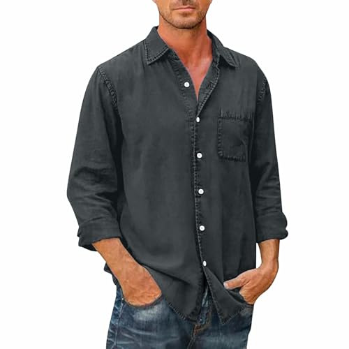 Générique Chemise en Lin Homme Manches Courtes Surchemise Homme Infroissable Chemisette Infroissable Shirt Costume Printemps 2#Bleu Marine 4XL