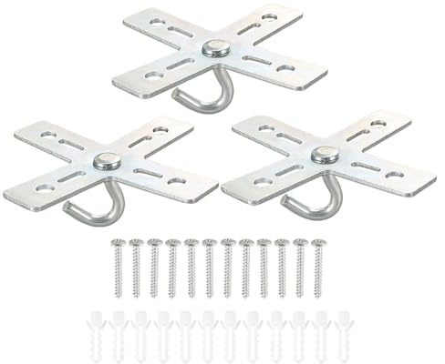 Ticha Kit de 3 crochets de plafond, support de fixation métallique en forme de croix, pour ventilateur de plafond, suspension et lustre.