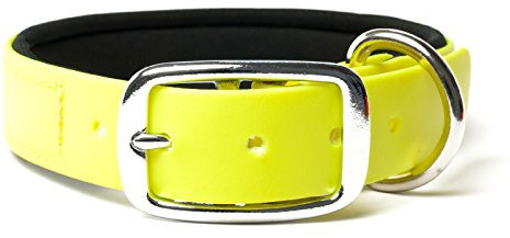 Mystique® Biothane Halsband Deluxe Neopren 25mm beta neon gelb 45-53cm