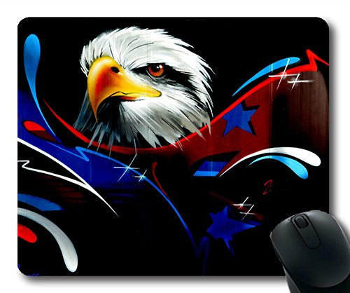 (Precision lock edge mouse pad) Eagle Graffiti Wall Wall Art Street Art Black Head Gaming mouse pad mouse mat for mac or computer