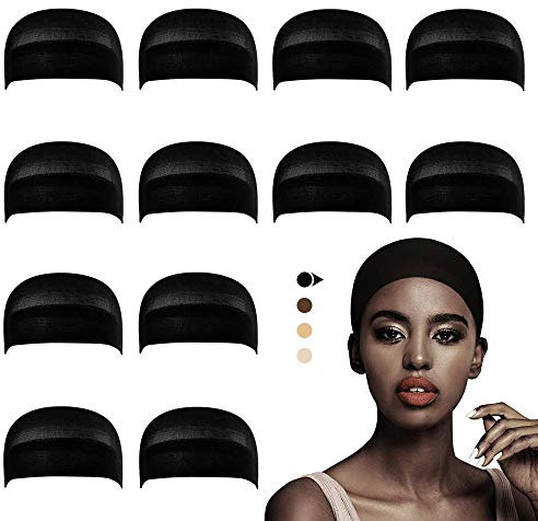 Dreamlover Haarnetz für Perücken, Perückennetz, Wig Cap for Lace Wigs, Hair Net, Schwarz, 12 Stücke