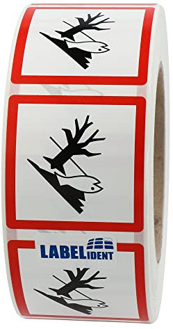 GHS 09 Etiketten 50 x 50 mm - Warnung Umweltgefahr - 1.000 Gefahrensymbole Aufkleber auf 1 Rolle(n), Polyethylen, GHS Kennzeichnung