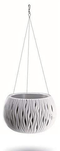 Prosperplast Sandy Bowl DSK290 Blumenampel Blumentopf Hängetopf inkl. Pflanztopf Ø 290mm 3,9L (Weiß)