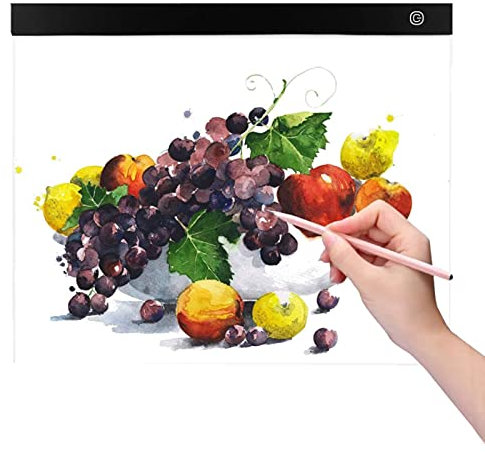 A3 LED Leuchttisch, Dimmbarer LED Helligkeit Leuchtpad Light Pad Digitales Tablet Copyboard, Tragbare Zeichnung Pad Lichtkasten Malen licht mit USB Kable Tracer Board für Malen, Skkizieren