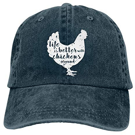 Life is Better with Chickens Around Vintage Adjustable Ponytail Cowboy Cap Gym Caps for Female Women Gifts, navy, Einheitsgröße