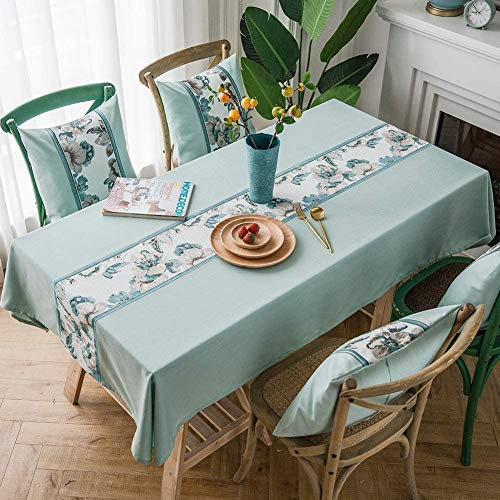 AMCER Indoor Tischdecke 115x115cm, Baumwollleinen Tischdecke, Schmutzabweisend Ölbeständig Hitzebeständig Feuchtigkeitsbeständig, Cafe,Party oder,Buffettisch - Grün