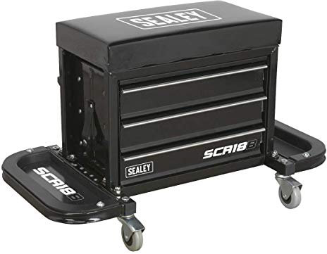 Sealey Mechanic's Utility Seat & Toolbox - Black - SCR18B