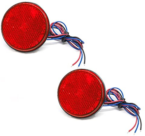 Biqing 2 luces traseras para motocicleta, luz intermitente, lámpara de freno trasera redonda universal, 12 V, 24 LED, reflector, indicador de luz de freno para coche, motocicleta, camión (rojo)
