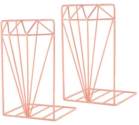 Buchstützen Metall Buchhalter rutschfest Kratzfest Buchständer Bücher Halter Rosegold Stehsammler Schreibtisch Halterung Bücherordner Dekorativ Buchhalterung für Büro Bücherregal Kinderzimmer