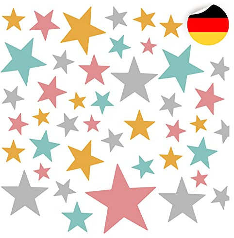 Little Deco 120 Sterne Wandtattoo Kinderzimmer Stars Wandsticker Set Aufkleber Wanddeko Spielzimmer Babyzimmer Kinder Schlafen Mint Gelb Rosa DL608