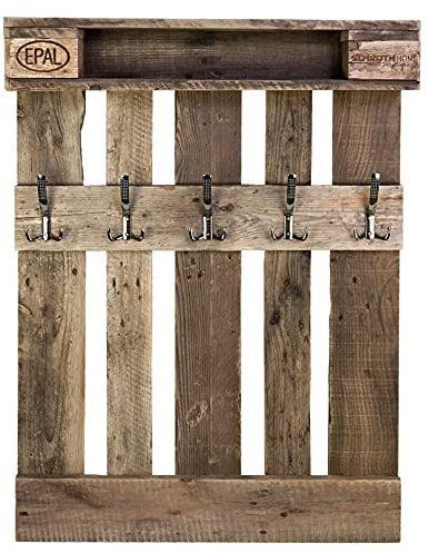 Schroth Home PALrobe Maxi 120 x 80 x 14 cm – Wandgarderobe mit Ablage – Vintage-Garderobe aus Holz – mit Haken