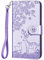 Aisenth Coque pour Samsung Galaxy A40, Fleur Cerf Sika Animaux Motif Étui à Rabat, Housse de Protection en Cuir Synthétique Portefeuille avec Fentes pour Cartes, Fonction de Support, Mauve