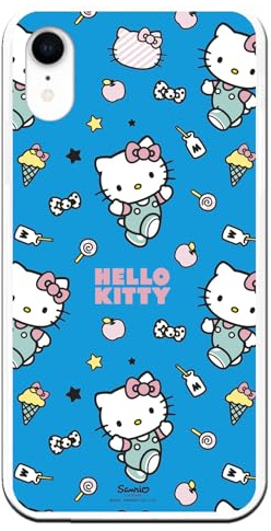 Personalaizer Flexible transparente Silikonhülle für iPhone XR mit Hello Kitty Design und Sticker Muster - Kawaii Stil - TPU Hülle