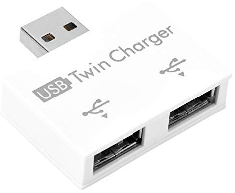 USB Splitter Adapter 2 Port, USB2.0 Male to Twin Charger Dual 2 Port USB Splitter Hub Adapter, Plug and Play, Mini USB 2.0 Splitter Adapter Converter Concentrator(white)