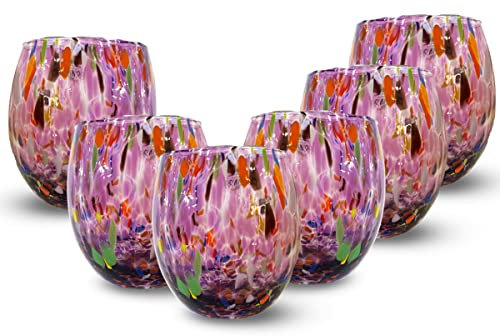 Gocce di Murano 6 verres à vin travaillés selon la tradition des artisans de Murano, verre soufflé et travaillé à la main 200 ml - Verres à vin élégants et précieux