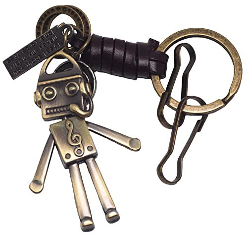 BAWAKO Schlüsselanhänger aus hochwertigen Metall mit Karabiner und bezaubernde Metall Accessoire， Schlüsselring für Autoschlüssel Wohnungschlüssel tolle Qualität (Robot)