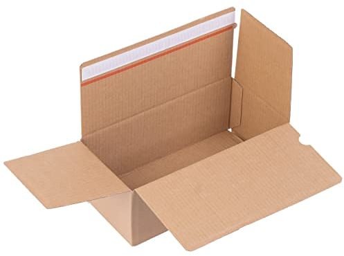 smiley pack 10 Stück Automatikboden Karton 315 x 155 x 120 mm | Fix Aufrichtekarton mit Selbstklebeverschluss und Aufreißfaden – Versandschachtel Verpackungskarton Versandbox