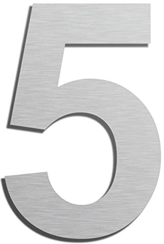 Ywonoby Numéro de maison extérieur moderne brossée,75mm Numéro de porte autocollant en acier inoxydable,Plaque de numéro de maison et Numéro de Boite aux Lettres ,Argent (5)