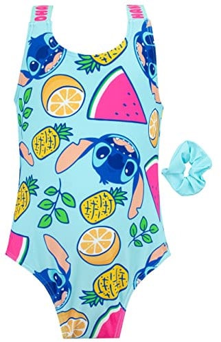 Disney Maillot de Bain Lilo et Stitch avec Chouchou |Maillot de Bain Fille |Maillot de Bain 1 pièce Fille |Marchandise Officielle Lilo et Stitch | 12-13 Ans