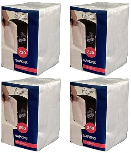 1000 Zellstoff Servietten weiß 1/8 Falz, Tissueservietten 12 x 8,5 cm, für Bistro | Imbiss | Food Gastro | Tissue Gastronomie - kompatibel mit Cabanaz Spender (4 x 250 pieces)