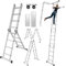Izrielar Escalera multifunción de aluminio, 5,8 m, 7 en 1, 4 x 5 peldaños, con 2 placas de andamio y 2 ruedas, hasta 150 kg, color plateado