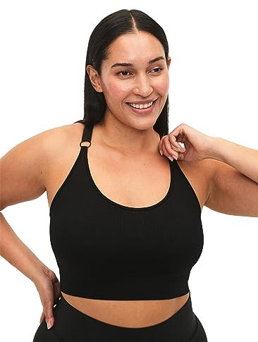 Zizzi Active by Damen Große Größen Sport-BH Nahtlos STR Gr S/M (42/46) Black