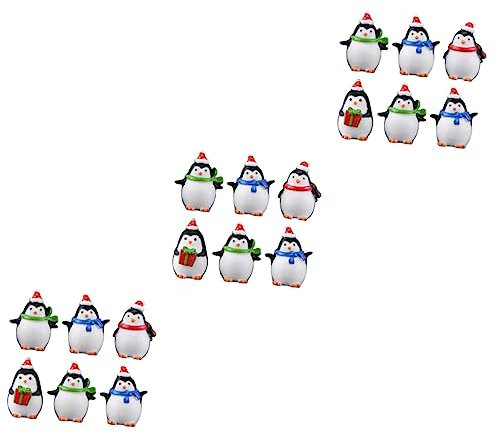 ABOOFAN 18 STK Pinguin-weihnachtsschmuck Weihnachtspinguinfiguren Feiertagsparty Liefert Statuen Wohnkultur Desktop-Dekoration Weihnachtsschmuck Pinguin Tischschmuck Mini Zubehör Harz
