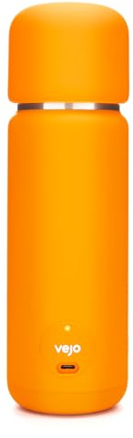 VEJO 12oz Electric Protein Shaker Bottle – USB Rechargeable Powder Mixer for Protein Shakes, Pre-Workout, Creatine | No Clumps, No Ball | 6-Blade Blending | BPA-Free | Gym Bag Travel Size | Orange