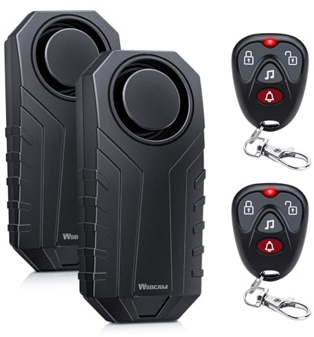 WSDCAM 113dB Loud Anti Theft Vibration Sensor Alarm Systems for Electric Bike Motorcycle Golf Car Trailer Mailbox Garage Door Waterproof Home Security Bike Accessories Bike Alarm with Remote (2pack)