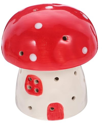 Garneck Vintage- Pilz-Nachtlicht Schreib Schlafzimmerlampe Pilzdekor Lampe für Schlafzimmer Tischleuchte im Wohnheim Schlafzimmer Nacht Anmut Keramiklampe rot
