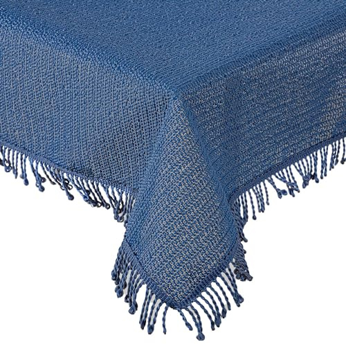 Tischdecke Gartentischdecke oval Weichschaum rutschfest Outdoor PVC wetterfest Terrasse Balkon (Blau, 140x180 cm oval)